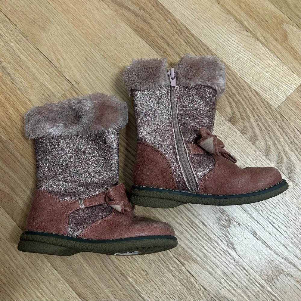 Rachel Pink Faux Fur Tall Boots Sz 8 Girls Toddler Zipper Closure